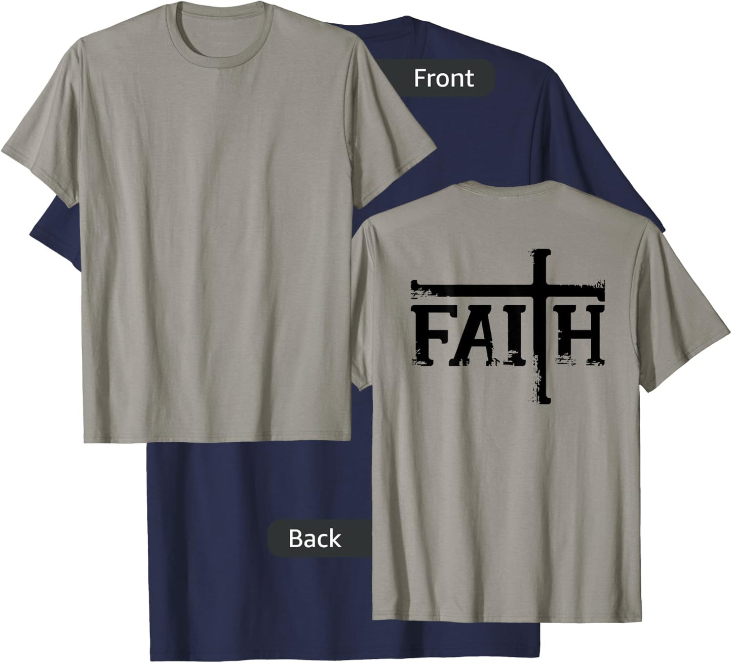 FAITH Cross Jesus Christ Christian Meme DESIGN ON BACK T-Shirt - T-Shirt | Navy