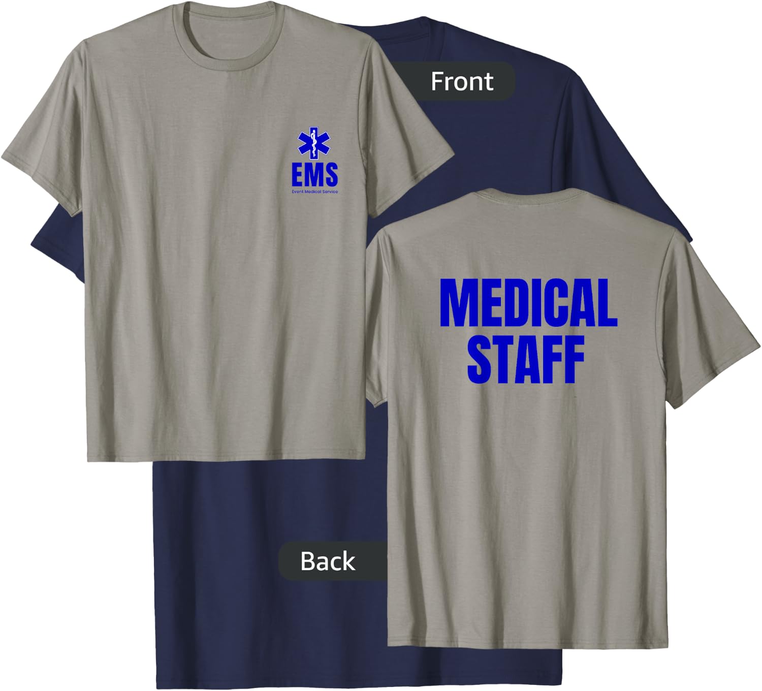 Event Medical Staff EMS Front & Back Printed T-Shirt - T-Shirt | Navy