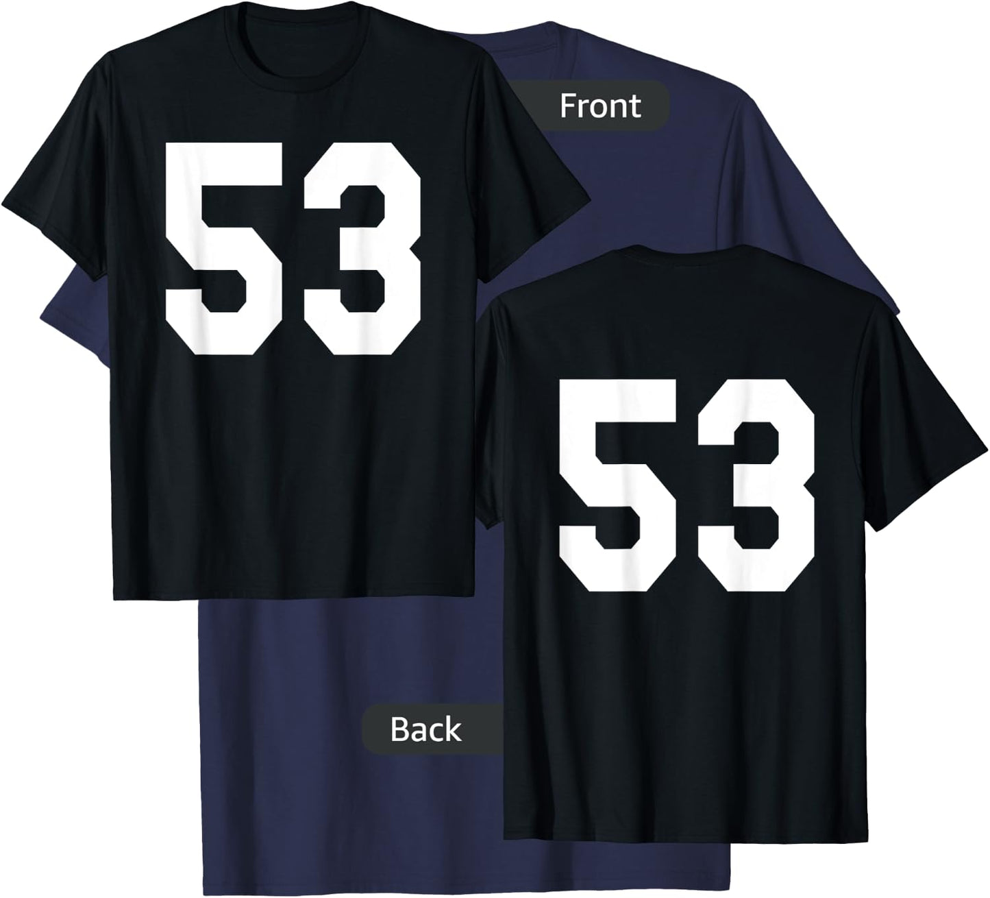 Number 53 Sports Jersey Front and Back Team Player T-Shirt - T-Shirt | Navy