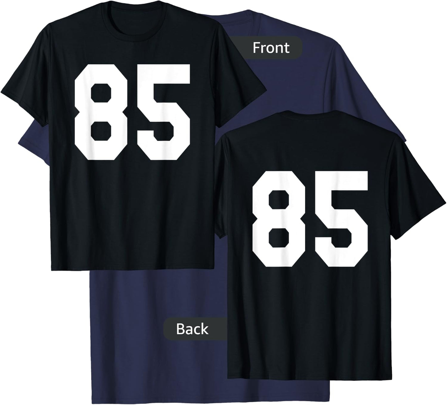 Number 85 Sports Jersey Front and Back Team Player T-Shirt - T-Shirt | Navy