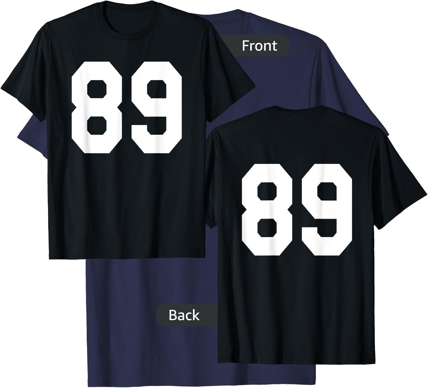 Number 89 Sports Jersey Front and Back Team Player T-Shirt - T-Shirt | Navy