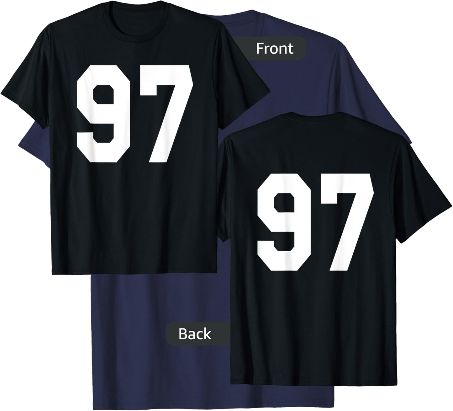 Number 97 Sports Jersey Front and Back Team Player T-Shirt - T-Shirt | Navy