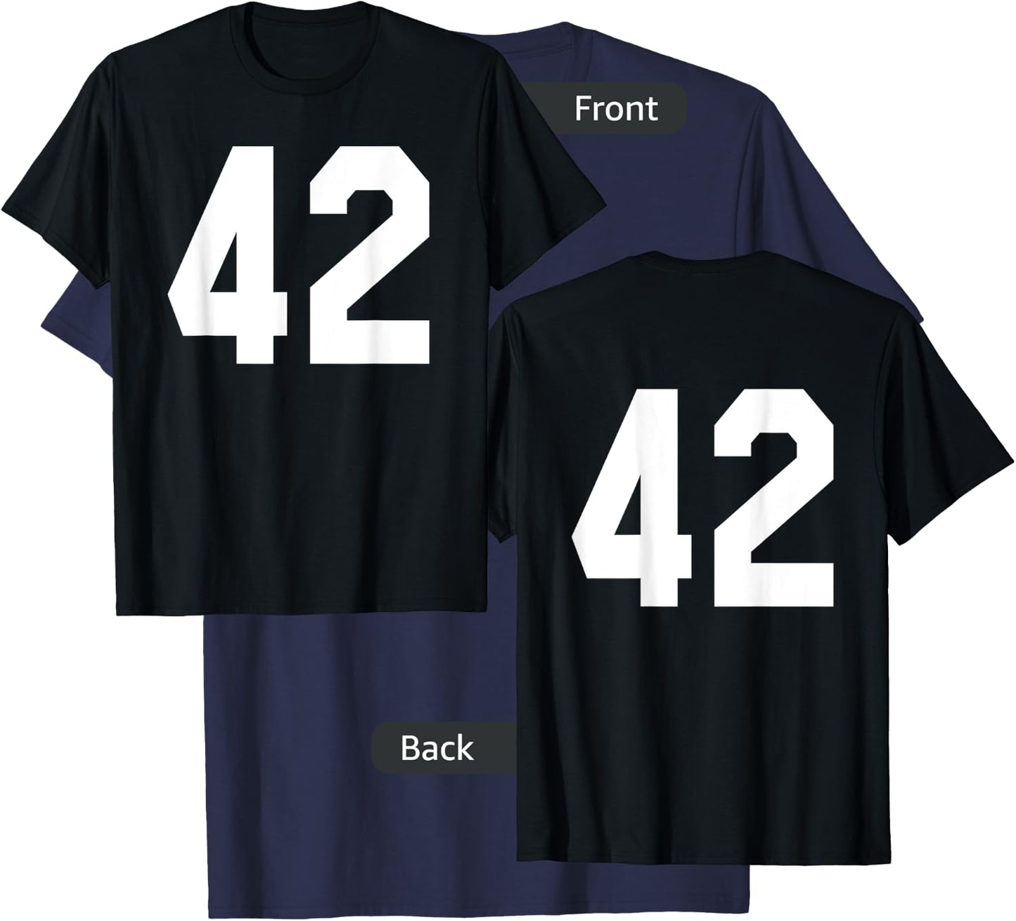 Number 42 Sports Jersey Front and Back Team Player T-Shirt - T-Shirt | Navy
