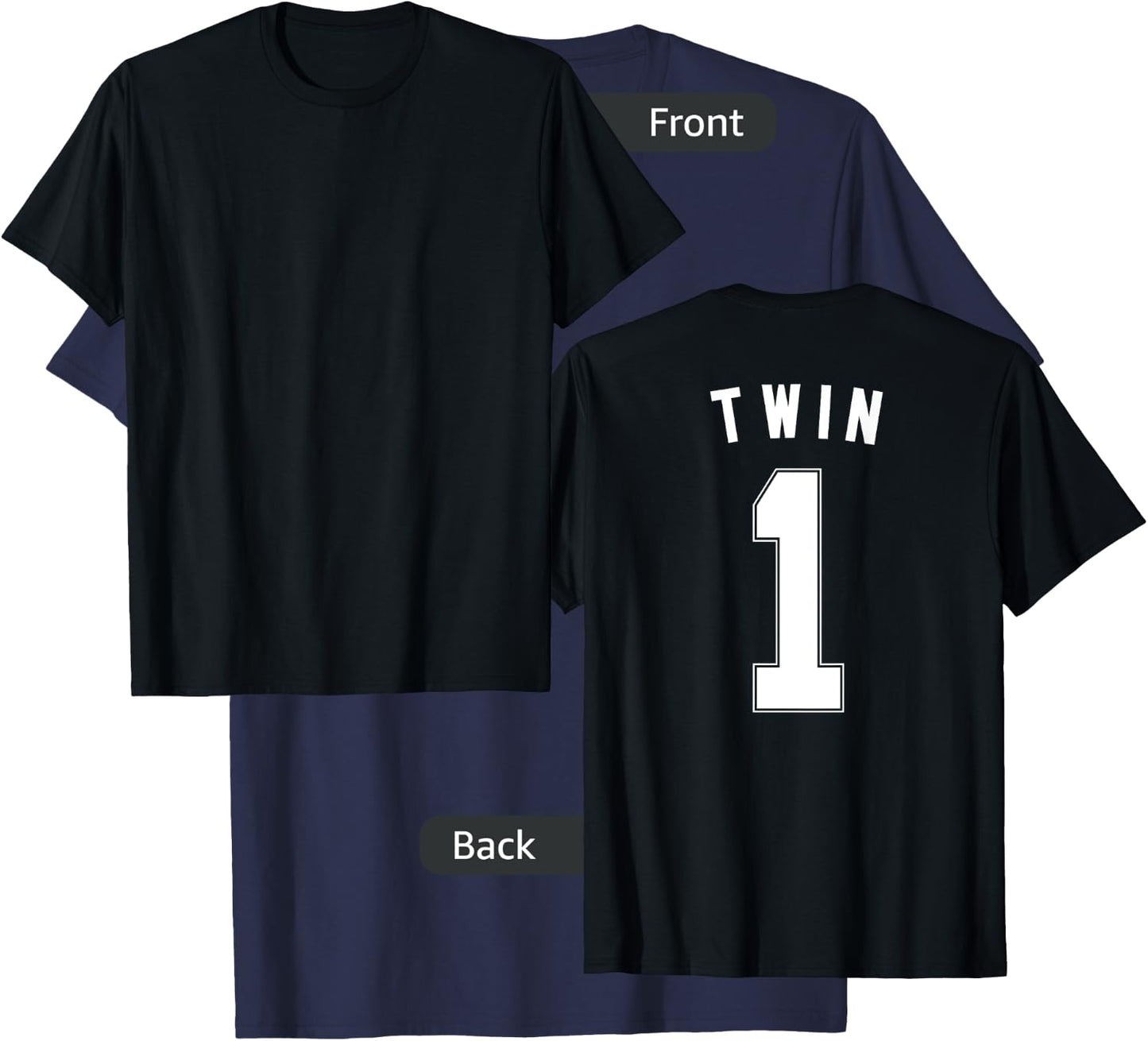 TWIN 1 shirt funny matching adult kid jersey identical twin T-Shirt - T-Shirt | Navy