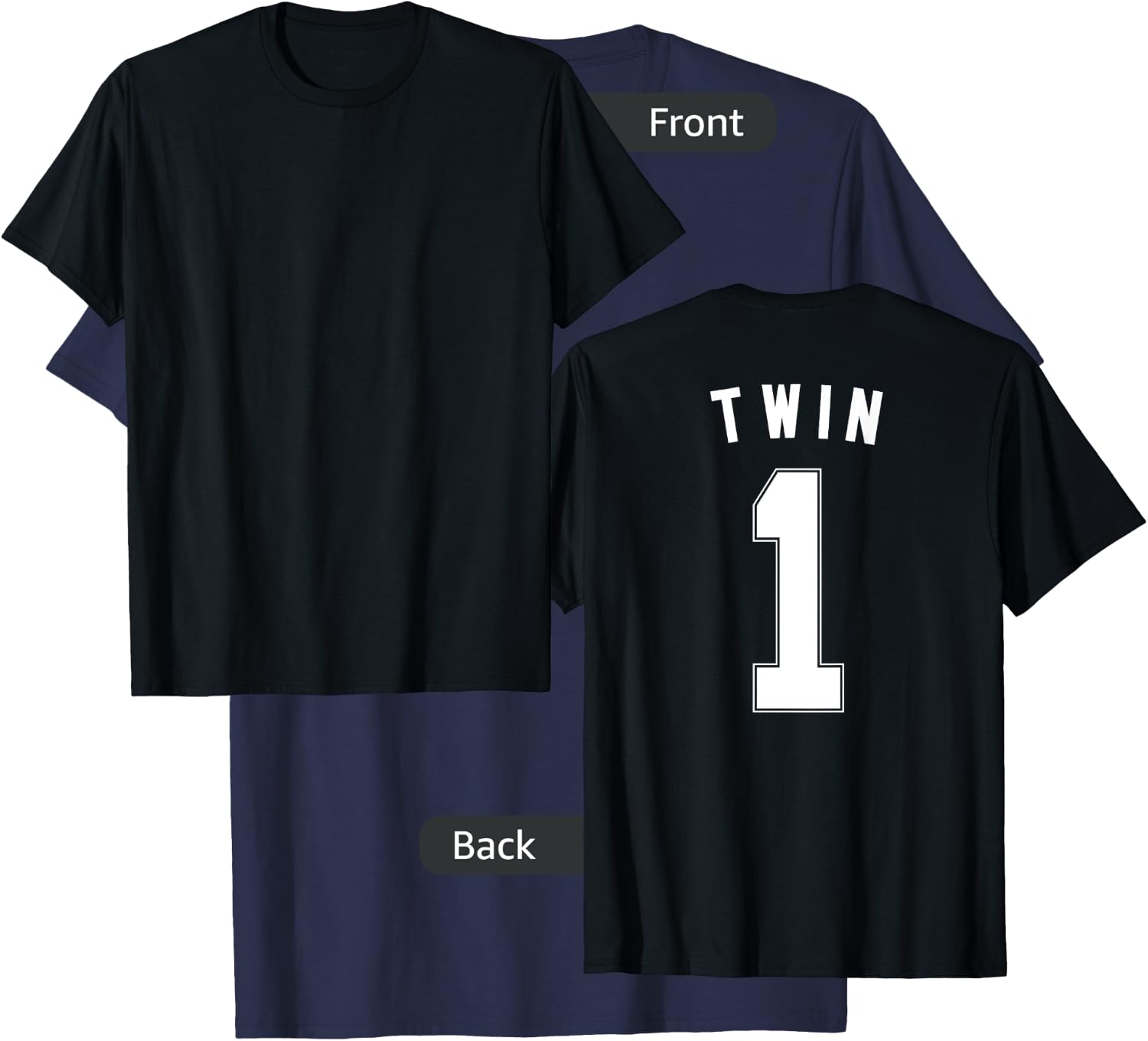 TWIN 1 shirt funny matching adult kid jersey identical twin T-Shirt - T-Shirt | Navy