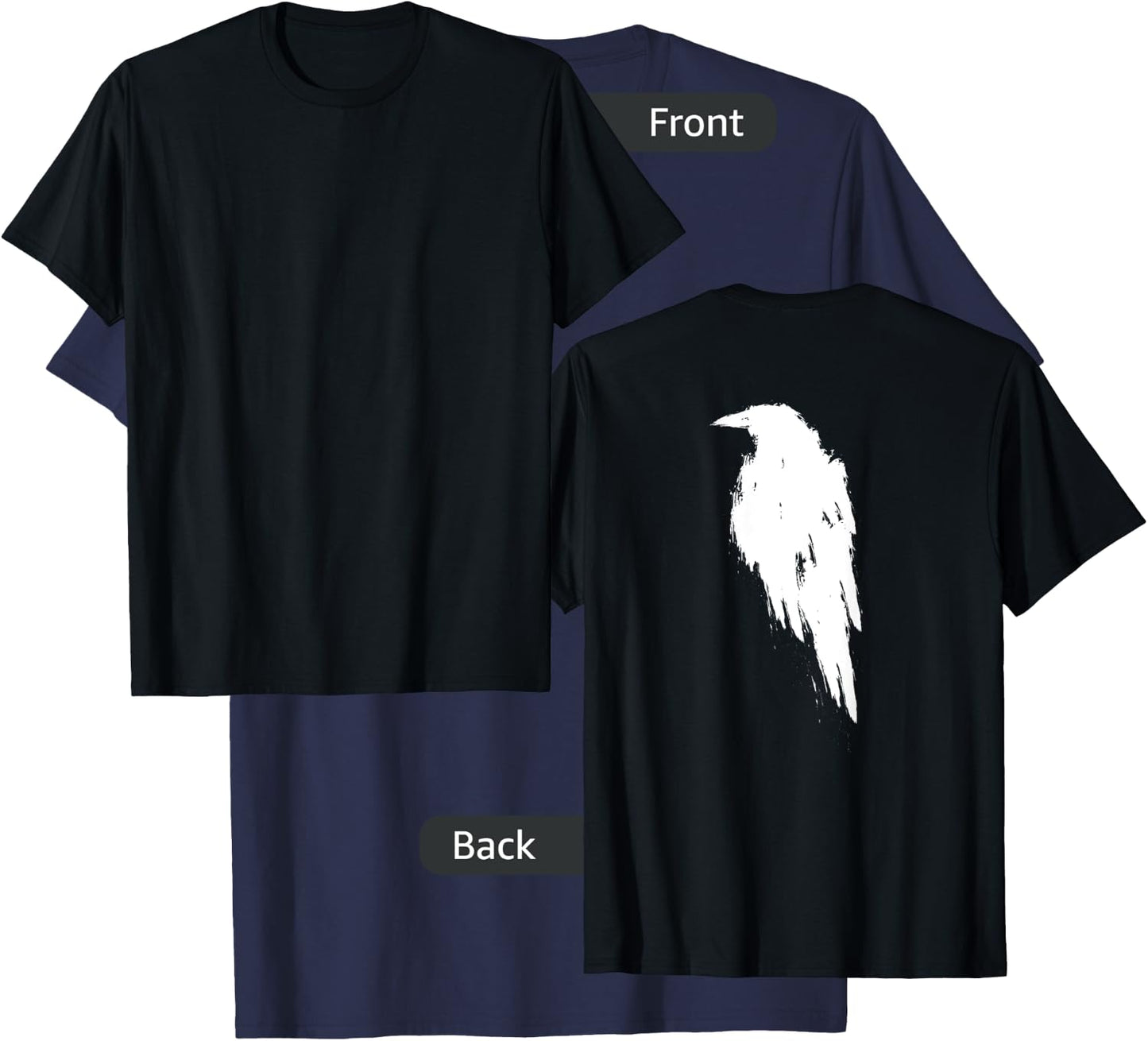 Retro Vintage White Raven Crow DESIGN ON BACK T-Shirt - T-Shirt | Navy