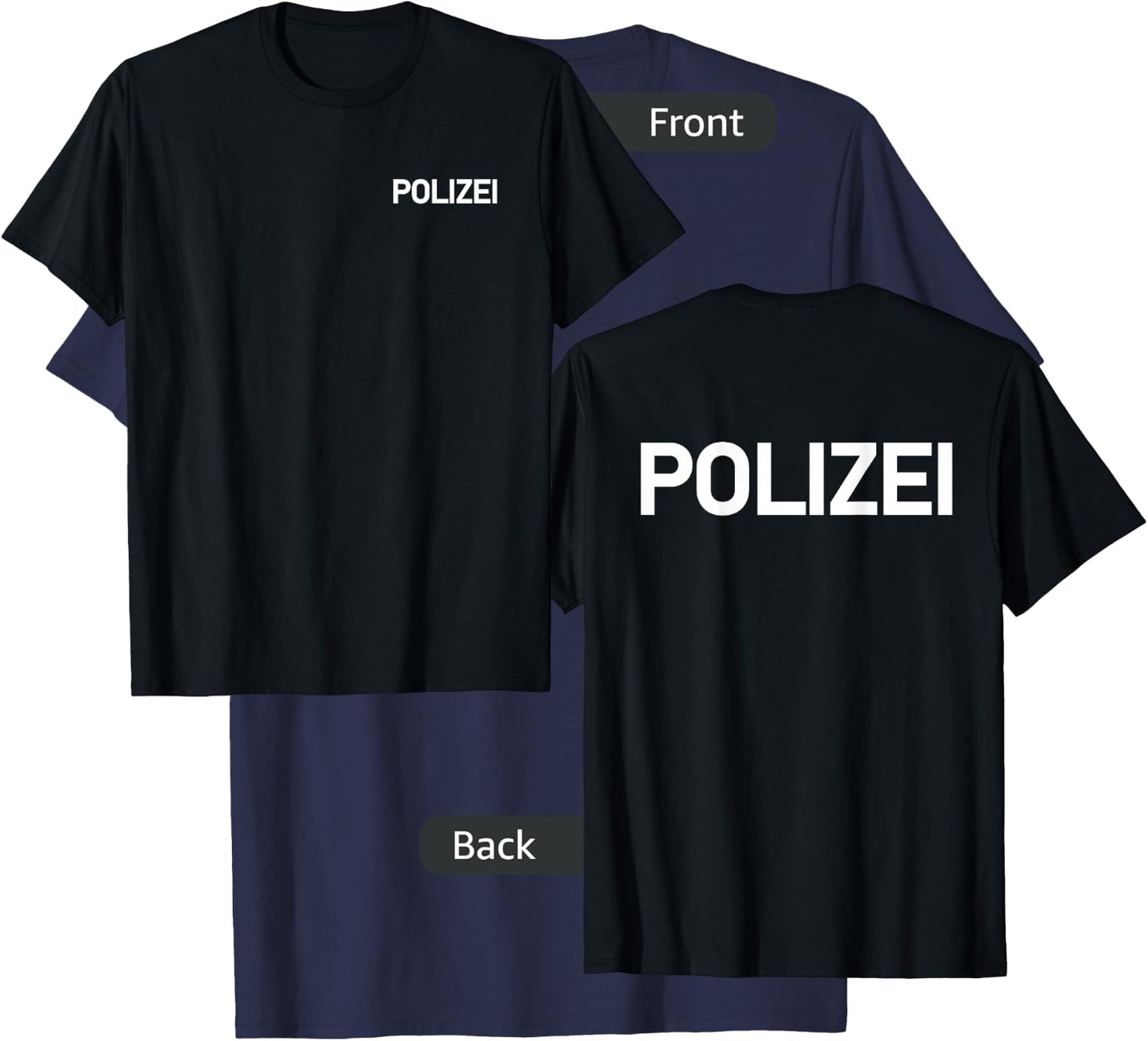 Polizei German Police Germany Law Enforcement (double-sided) T-Shirt - T-Shirt | Navy