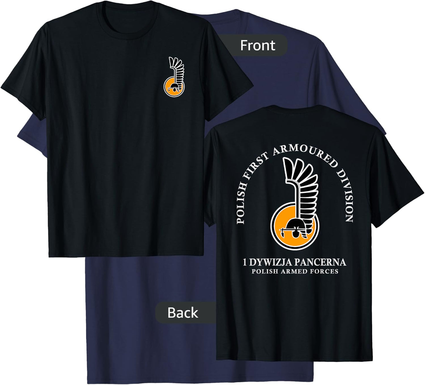 Polish 1st Armoured Division Army Hussar T-Shirt - T-Shirt | Navy