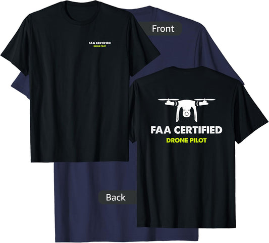 2 Sided FAA Certified Drone UAV pilot T-Shirt - T-Shirt | Navy