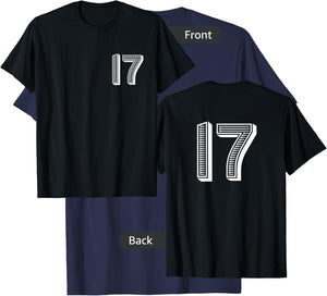 Number Seventeen #17 Sports Team Uniform Birthday T-Shirt - T-Shirt | Navy