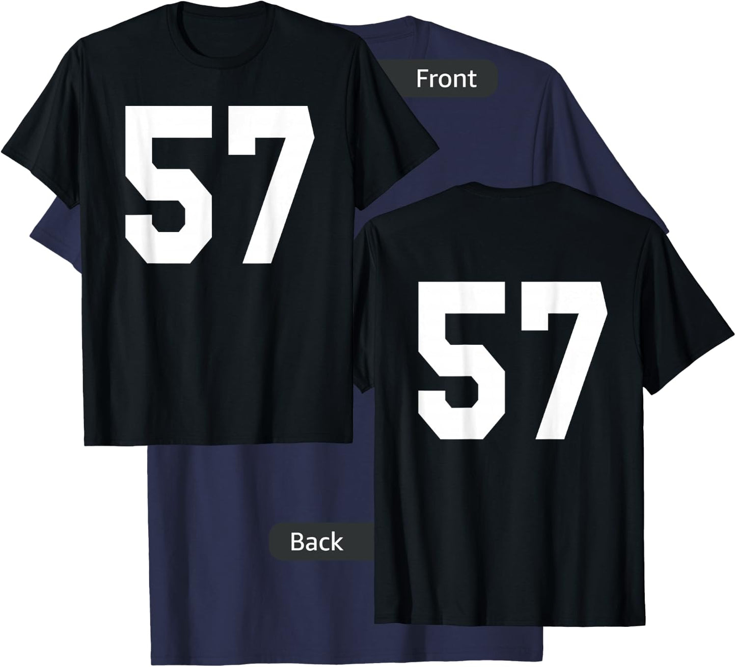 Number 57 Sports Jersey Front and Back Team Player T-Shirt - T-Shirt | Navy