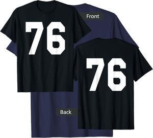 Number 76 Sports Jersey Front and Back Team Player T-Shirt - T-Shirt | Navy