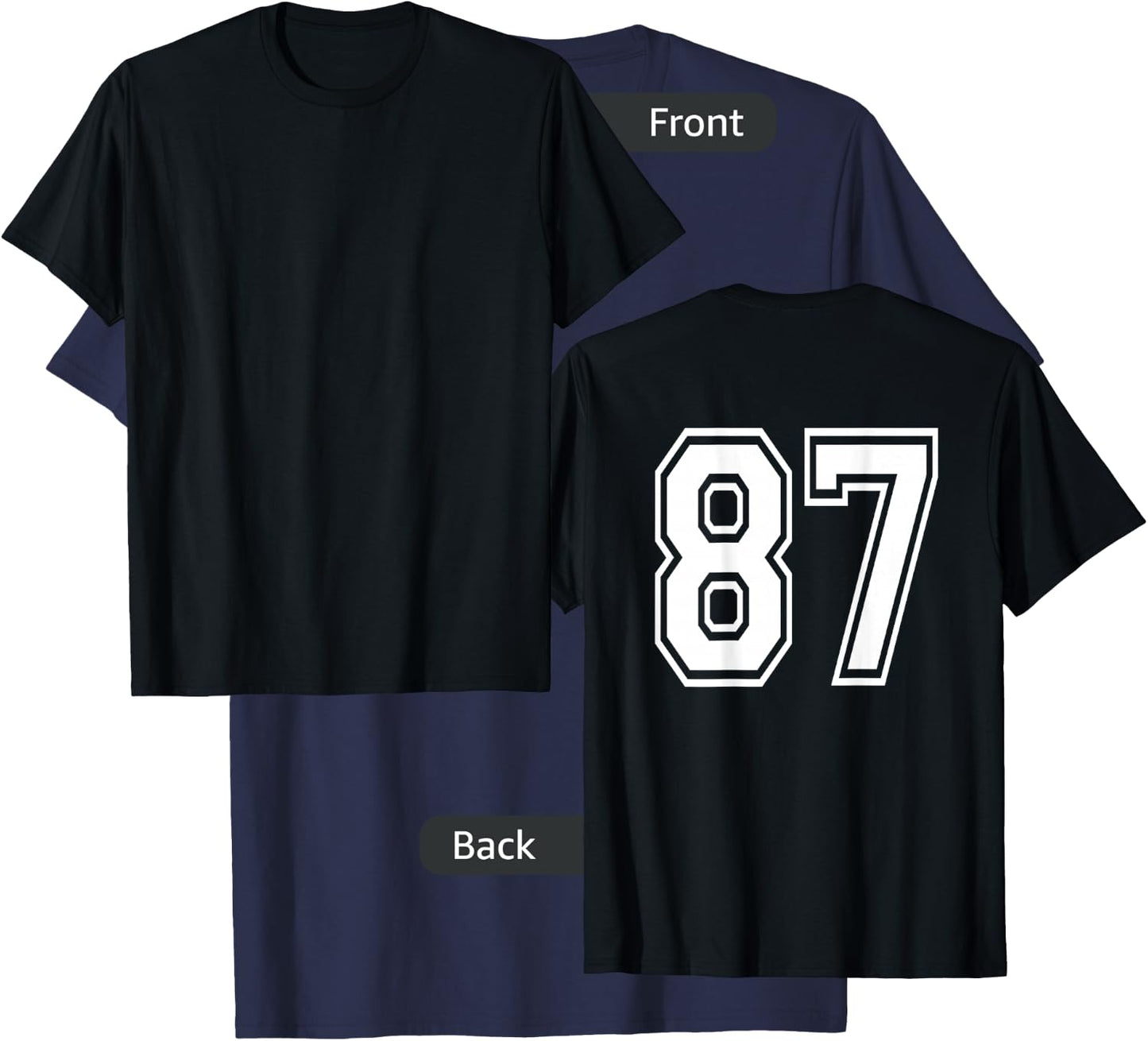 Number 87 Shirt Sports Player Number BACK of Shirt only T-Shirt - T-Shirt | Navy