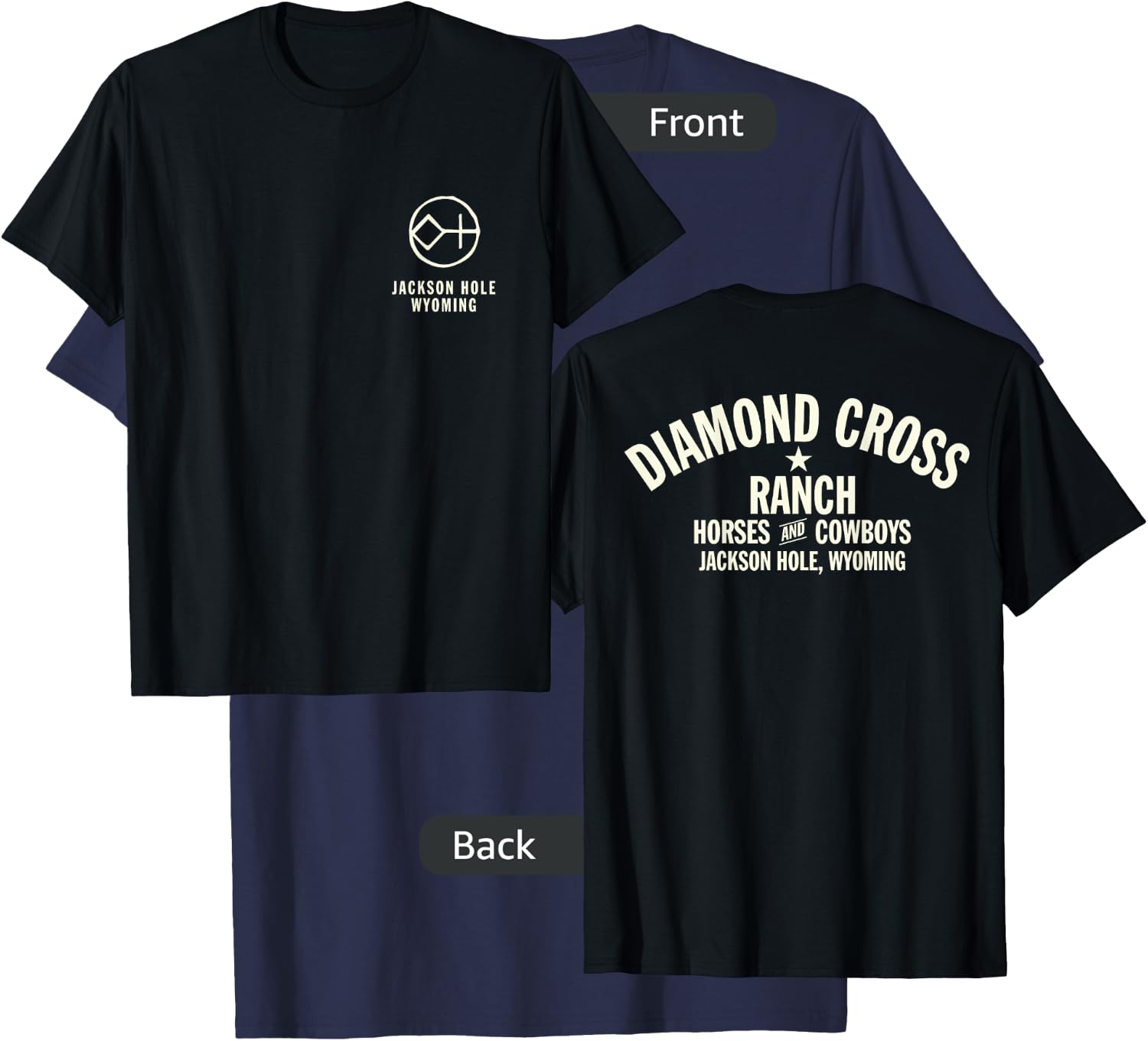 Diamond Cross Ranch Jackson Hole, Wyoming Horses & Cowboys , Black, Small T-Shirt - T-Shirt | Navy