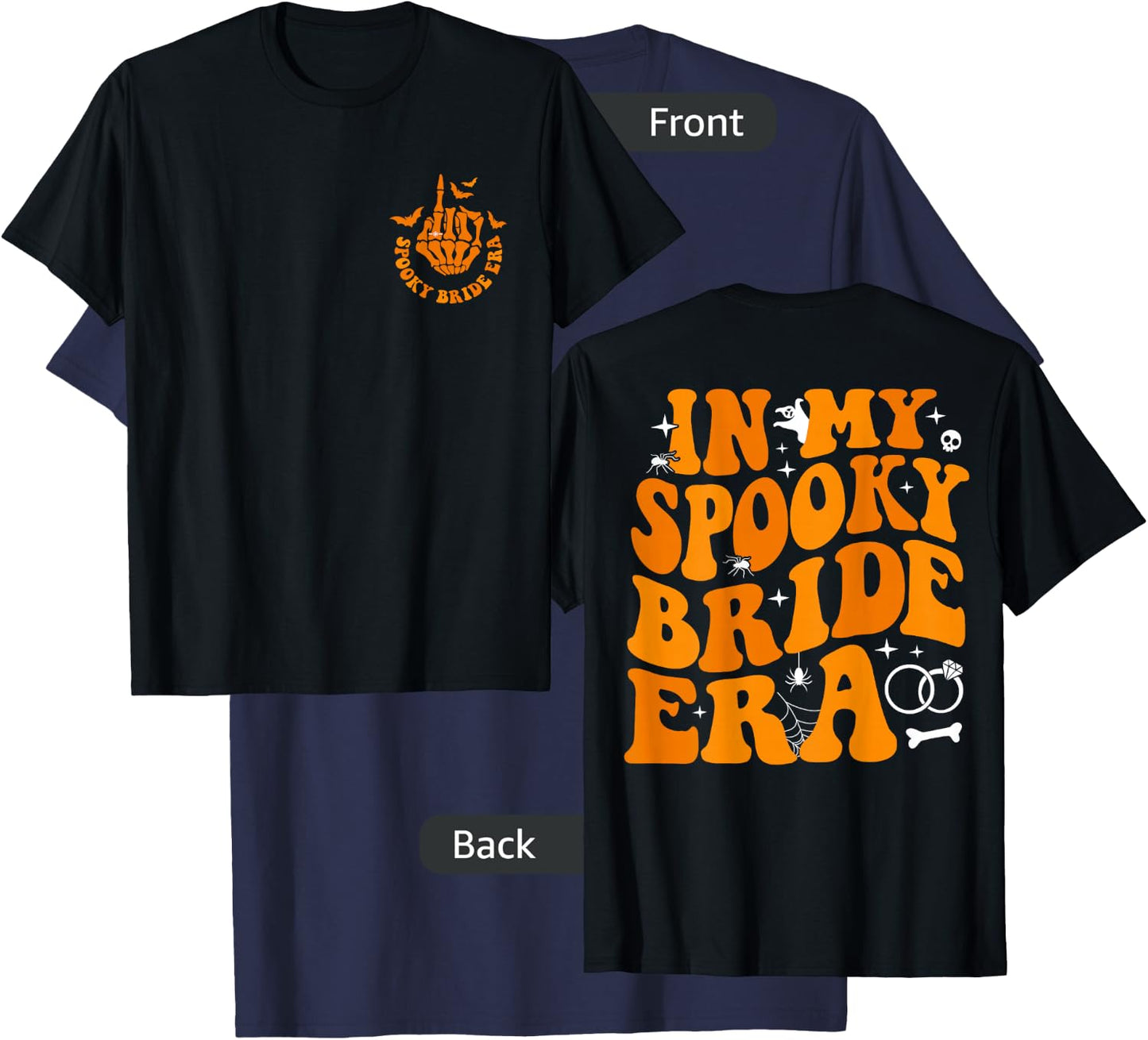 Groovy In My Spooky Bride Era Retro Halloween Bachelorette T-Shirt - T-Shirt | Navy
