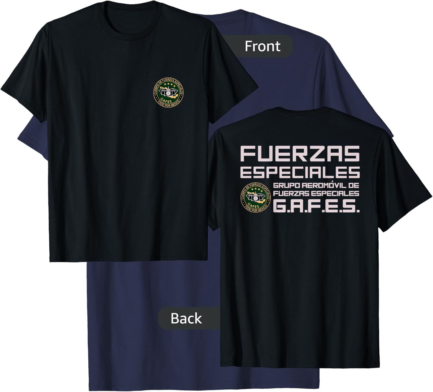 GAFE GAFES Mexico Fuerzas Especiales Mexican Special Force T-Shirt - T-Shirt | Navy