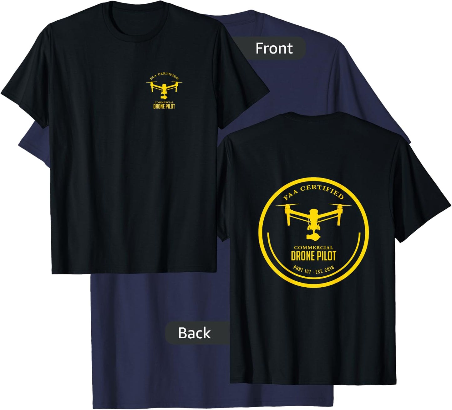 Drone UAV UAS Quadcopter Pilot Part 107 T-Shirt - T-Shirt | Navy