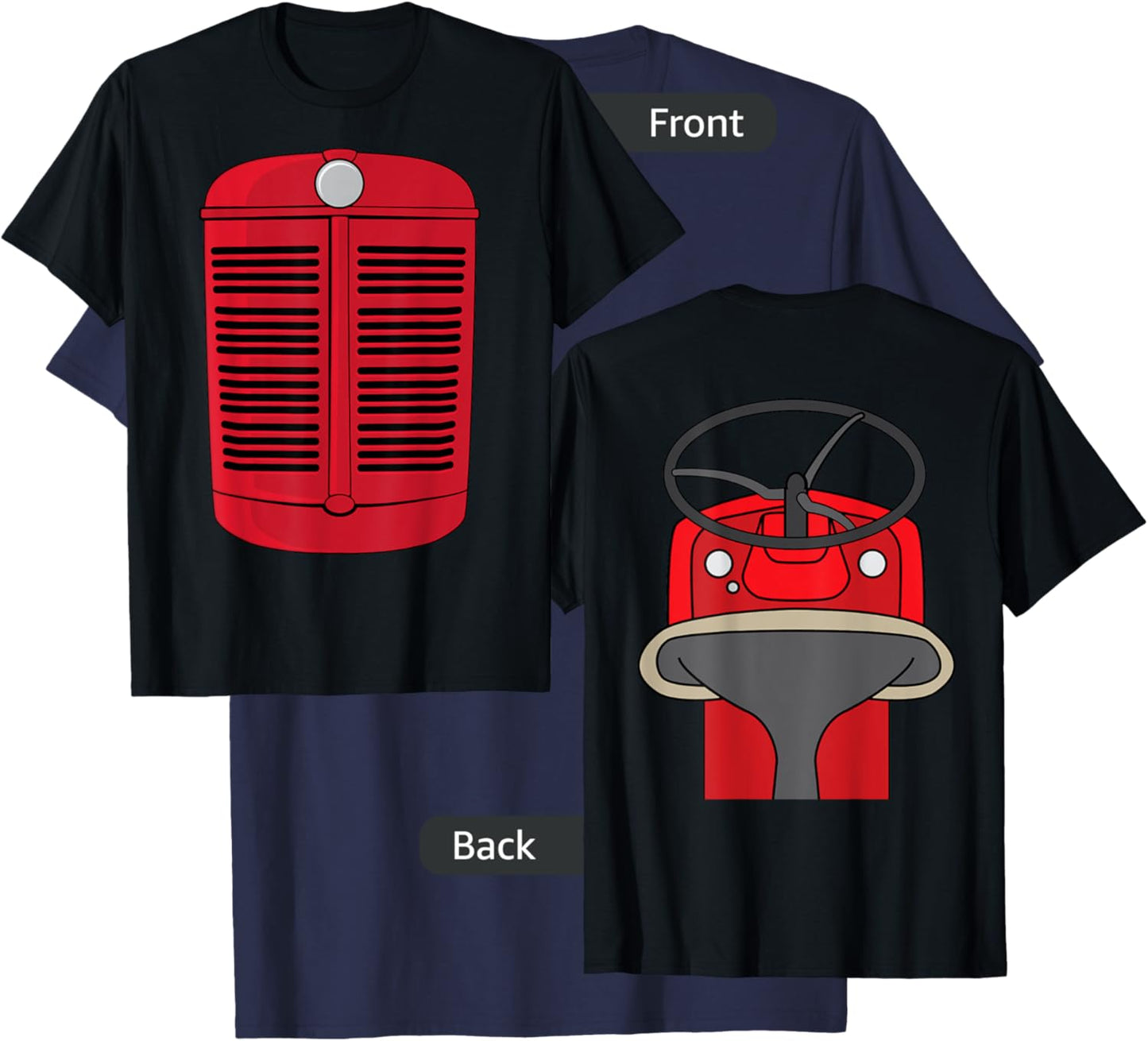 Funny Tractor Costume Antique Easy Idea Front and Back T-Shirt - T-Shirt | Navy