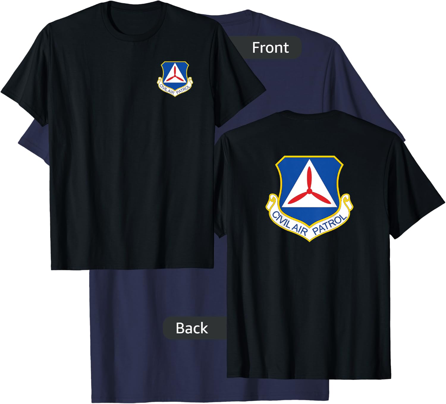 Civil Air Patrol Shirt Front Back Air Force Auxiliary T-Shirt - T-Shirt | Navy