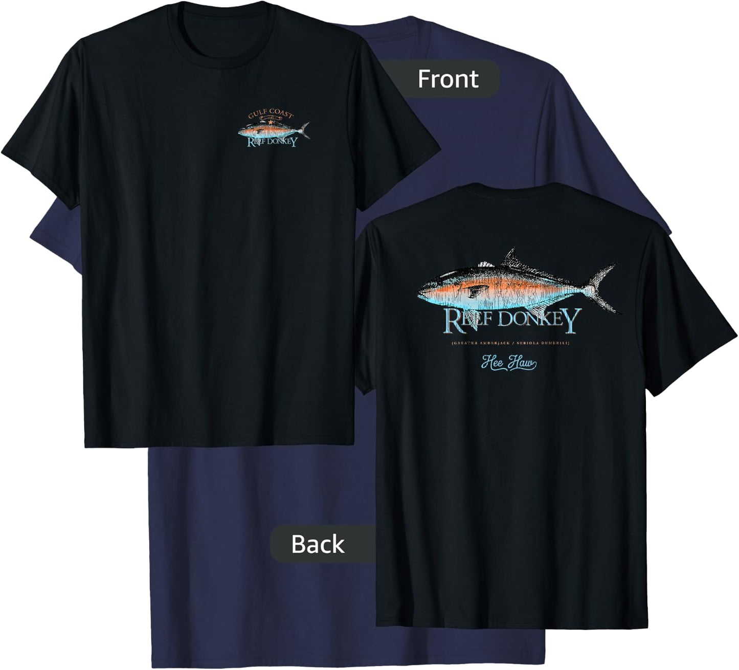Amberjack Amber Jack Reef Donkey Gulf Coast Fishing AJ T-Shirt - T-Shirt | Navy