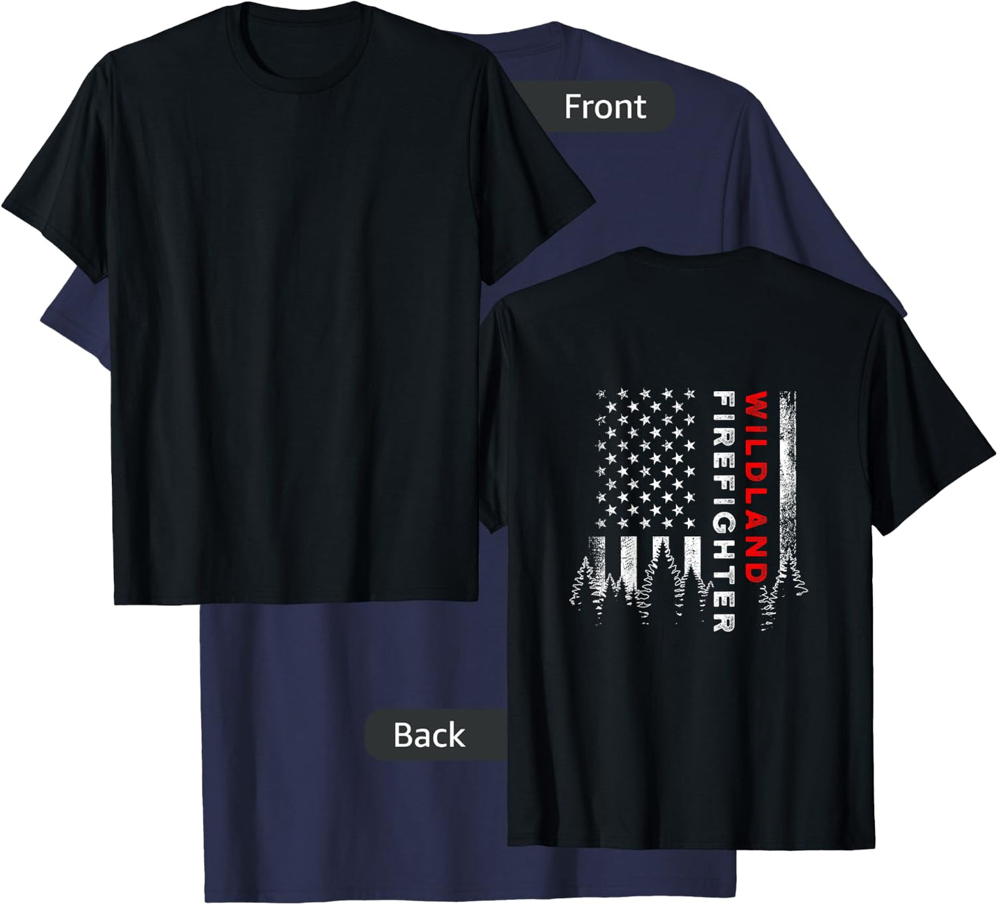 Wildland Firefighter Us Flag Firemen T-Shirt - T-Shirt | Navy