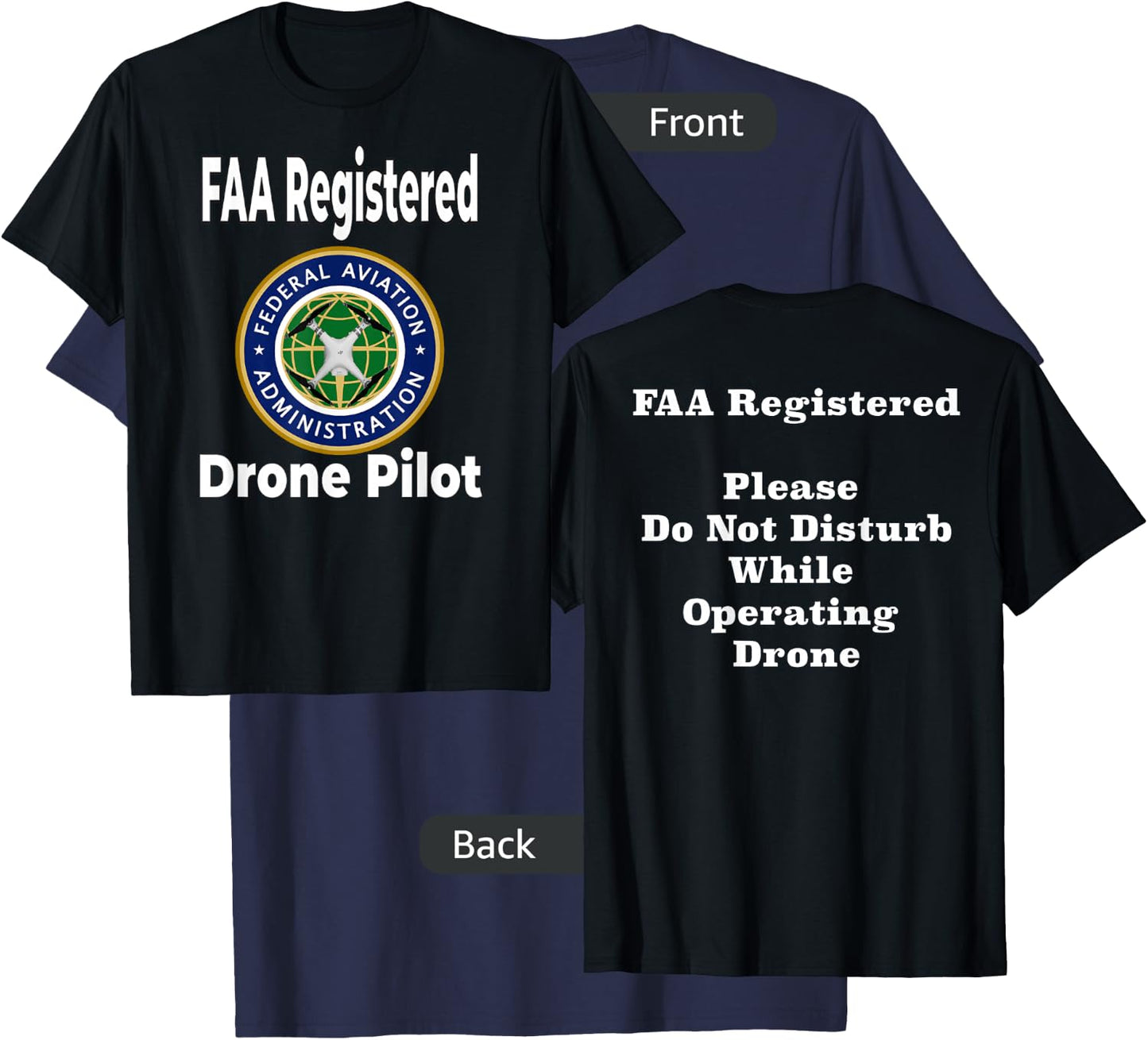 Drone UAV UAS FAA Quadcopter Pilot Part 107 T-Shirt - T-Shirt | Navy