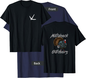 Metalneck Outdoors Turkey Design, Hunting, Turkey on back T-Shirt - T-Shirt | Navy