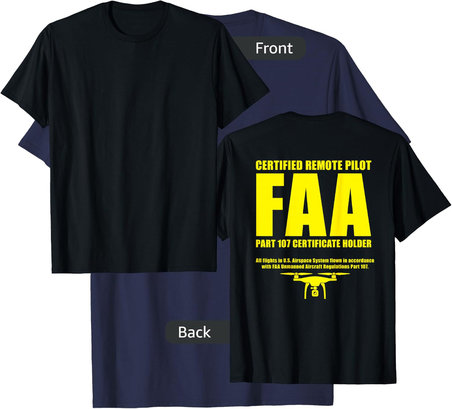 FAA certified drone pilot UAS part 107 T-Shirt - T-Shirt | Navy