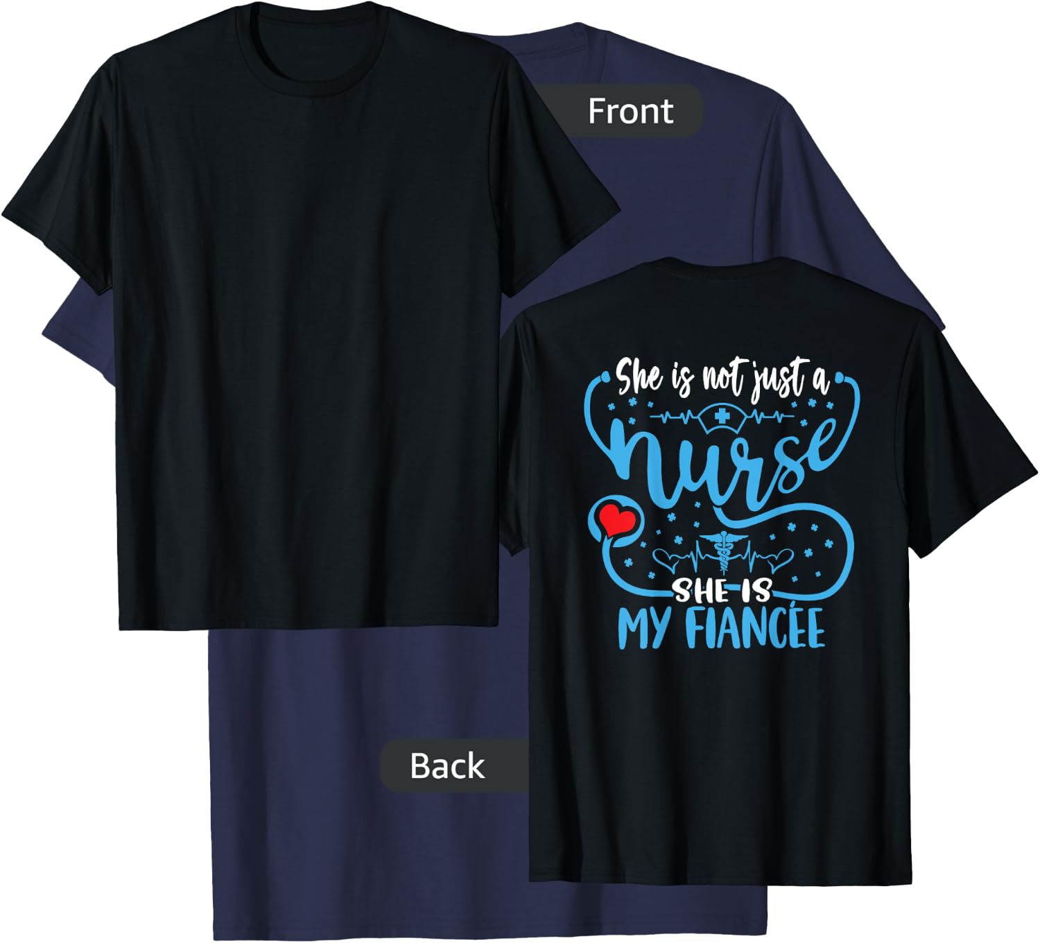 My Fiancee Is A Nurse Proud Nurse's Fiance RN LPN Family T-Shirt - T-Shirt | Navy