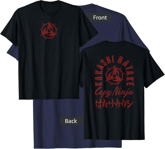 Naruto Shippuden Kakashi Hatake Ninja Front and Back Anime T-Shirt - T-Shirt | Navy
