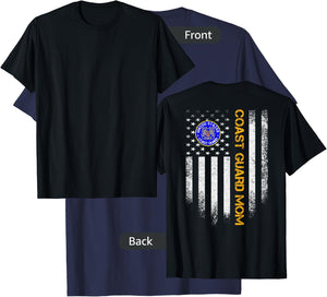 Vintage USA American Flag Proud US Coast Guard Veteran Mom T-Shirt - T-Shirt | Navy