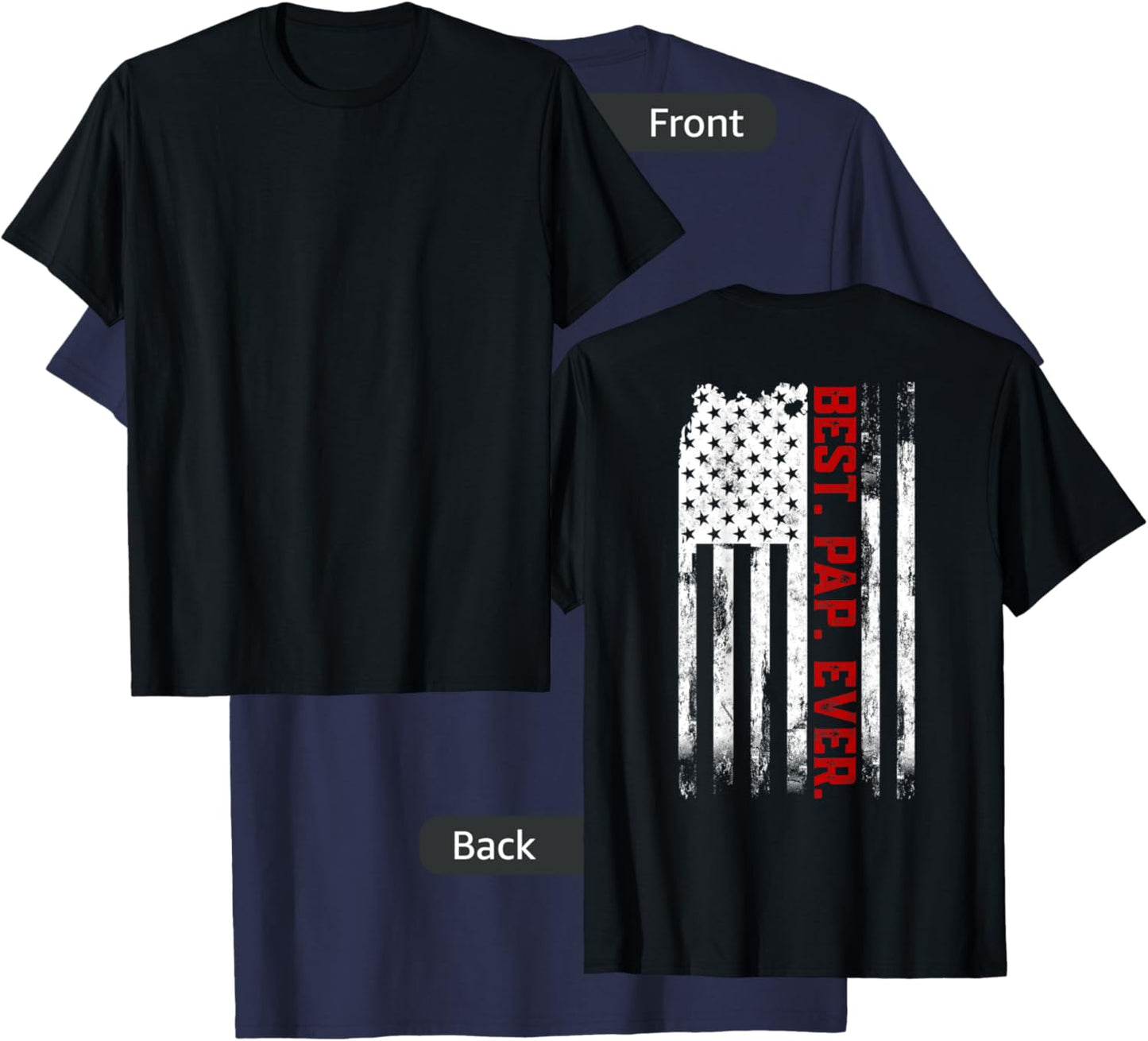 Best Pap Ever American USA Flag Pap Pap T-Shirt - T-Shirt | Navy