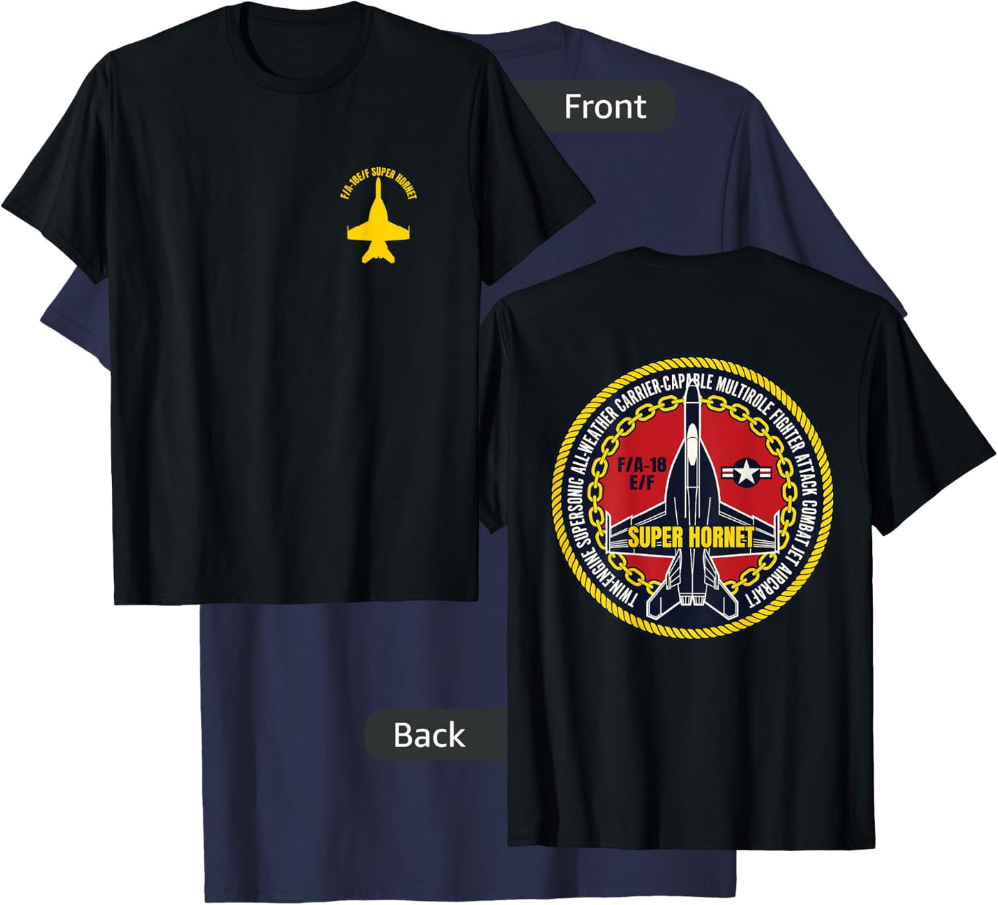 F/A-18 E/F Fighter Attack Military Jet Aircraft Design T-Shirt - T-Shirt | Navy