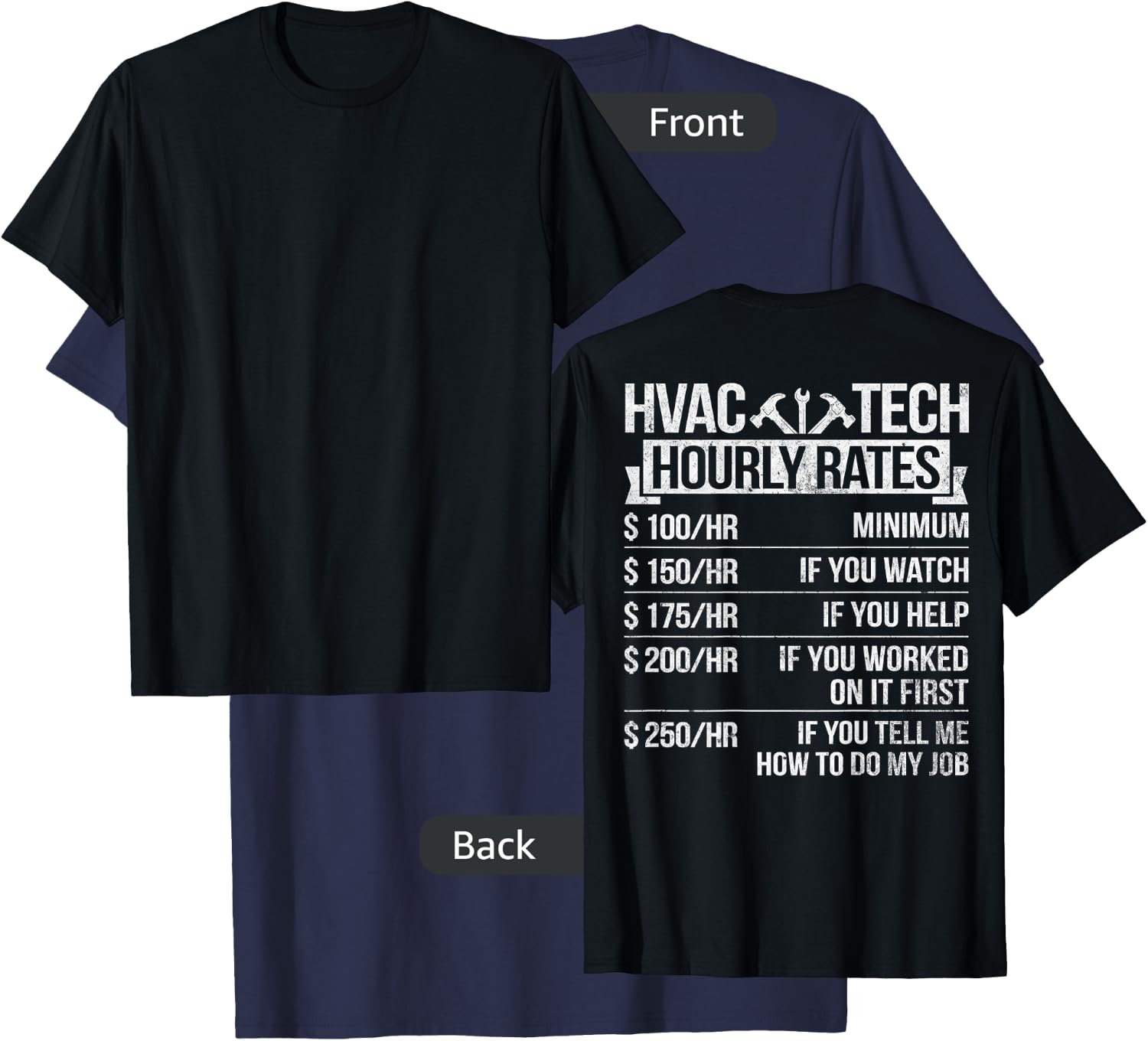 HVAC Technician Funny HVAC Tech Design On Back T-Shirt - T-Shirt | Navy