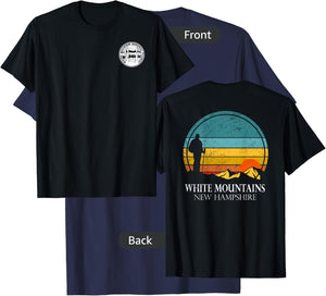 White Mountain National Forest Hiker Sunset Fade Double Side T-Shirt - T-Shirt | Navy