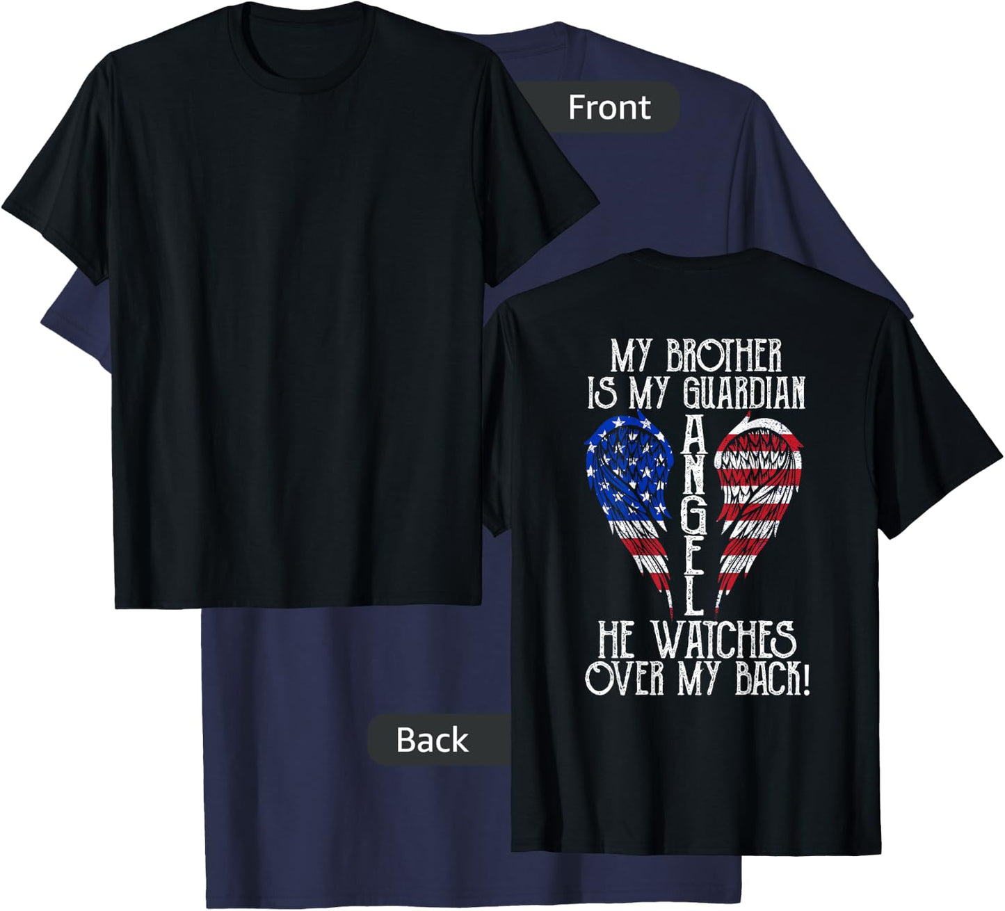 Memorial of My Brother, Loss of Brother, Brother in Heaven T-Shirt - T-Shirt | Navy