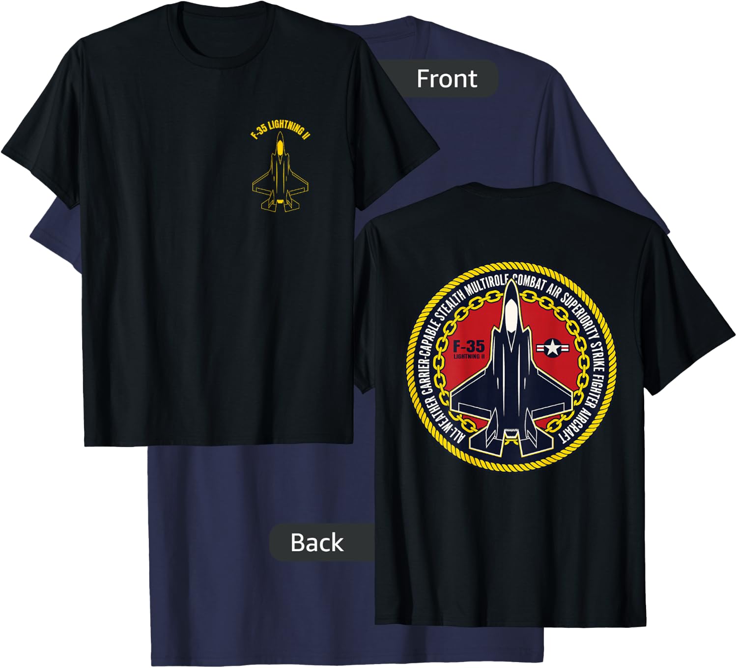 F 35 Military Fighter Jet Aircraft Design T-Shirt - T-Shirt | Navy