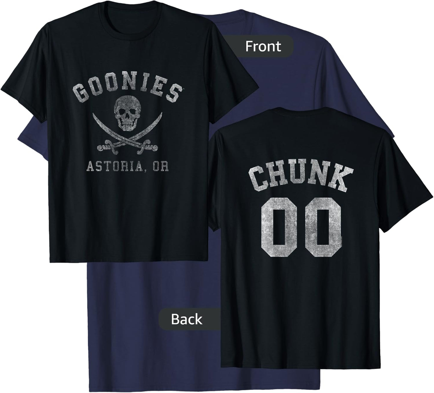 The Goonies Logo and Chunk Jersey Front and Back Movie T-Shirt - T-Shirt | Navy