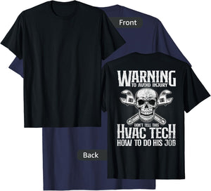 HVAC Technician Funny HVAC Tech Design On Back T-Shirt - T-Shirt | Navy