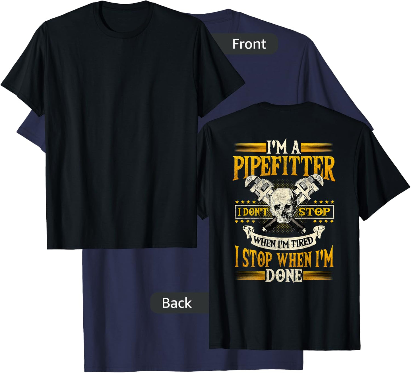 Pipefitter Gifts Funny Plumber Image On Back Of Shirt T-Shirt - T-Shirt | Navy