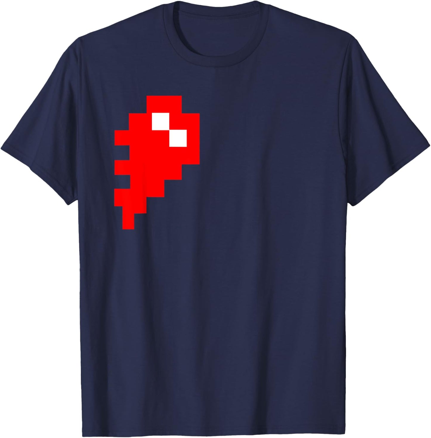 Half Pixelated Heart Matching Couple Gaming Valentine's Day T-Shirt - T-Shirt | Navy