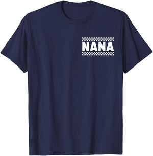 Nana Hosting Race Car Pit Crew Checkered Birthday Party Cool T-Shirt - T-Shirt | Navy