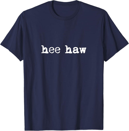 Hee Haw - Cute Donkey / Mule Animal Sound Slogan Message T-Shirt - T-Shirt | Navy