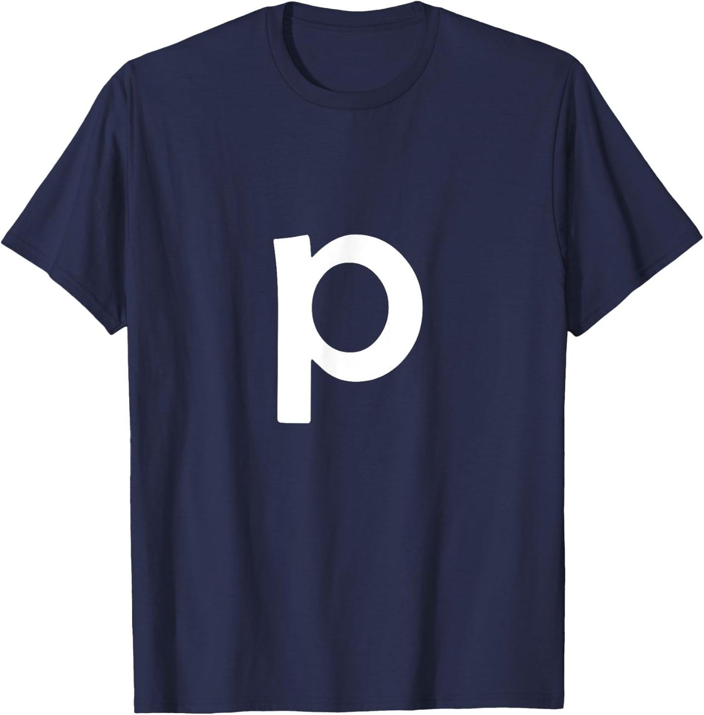 Simple Bold Large White Lower Case Letter p Alphabet T-Shirt - T-Shirt | Navy