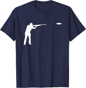 Silhouette Sporting Clays Player Pigeon Target Skeet Shooter T-Shirt - T-Shirt | Navy