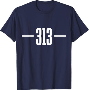 Detroit Michigan 313 Area Code Pride Retro T-Shirt - T-Shirt | Navy
