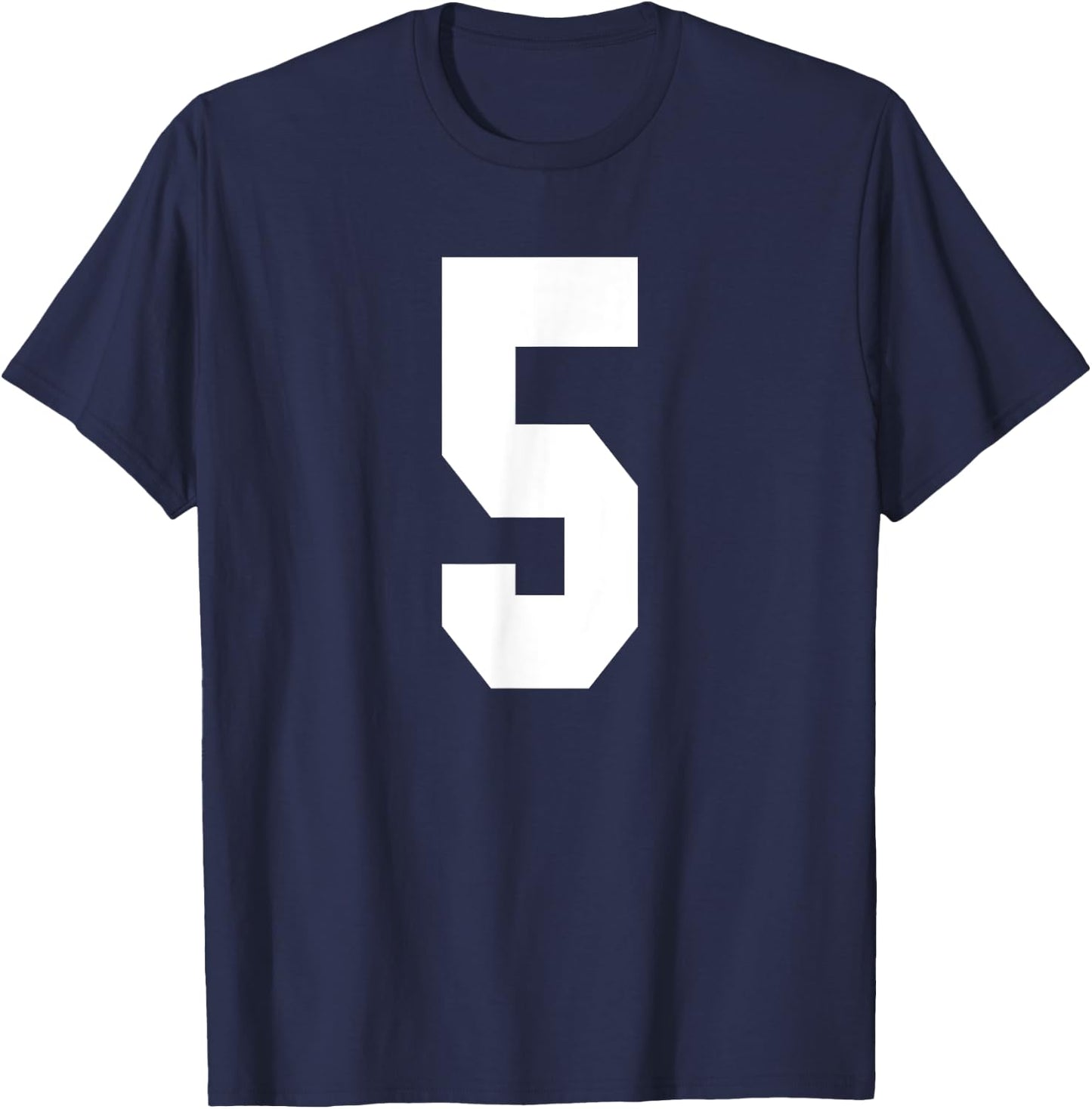 # 5 Team Sports Jersey Front & Back Number Player Fan T-Shirt - T-Shirt | Navy