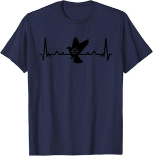 Funny Hunt Doves Hunting Heartbeat Line T-Shirt - T-Shirt | Navy