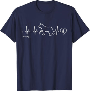 Husky Heartbeat - Husky T-Shirt - T-Shirt | Navy