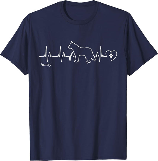 Husky Heartbeat - Husky T-Shirt - T-Shirt | Navy